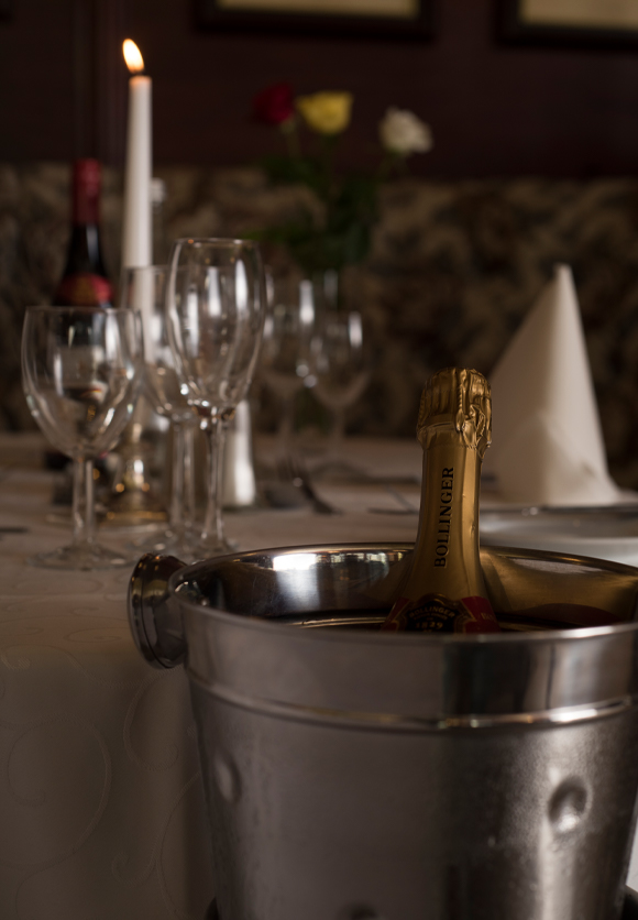 A bucket containing a champagne bottle