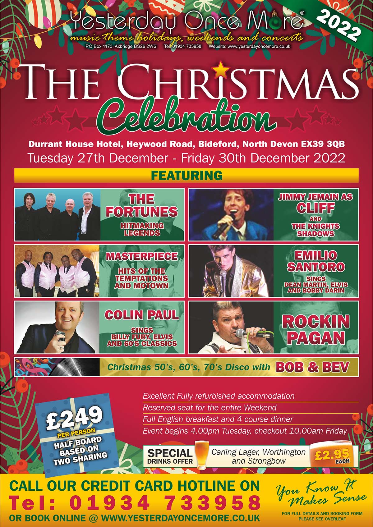 Yesterday Once More Poster advertising Christmas Music Break at the Durrant House Hotel in North Devon
